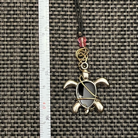 Handmade Black & Silver Turtle Pendant Necklace - Picture 6 of 7
